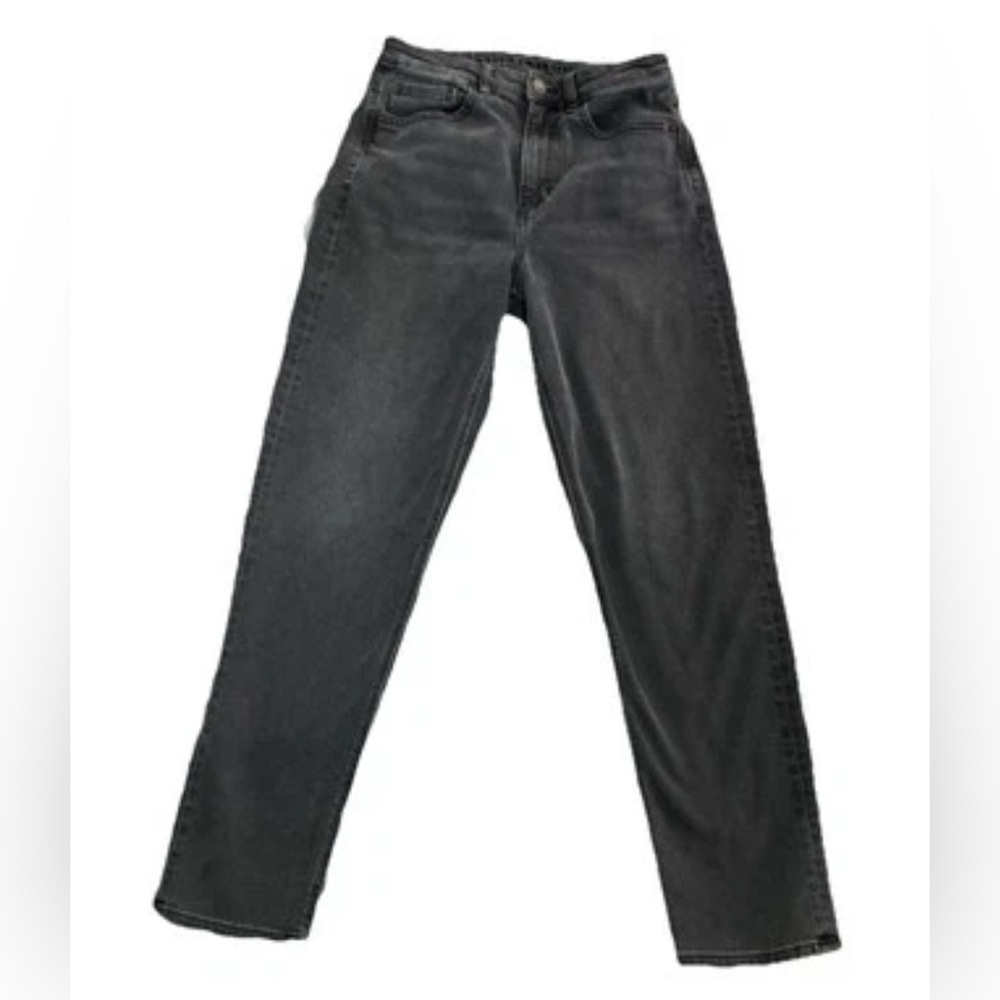 American Eagle Jeans Womens 6 Faded Black Mom Jean High Rise Stretch Denim